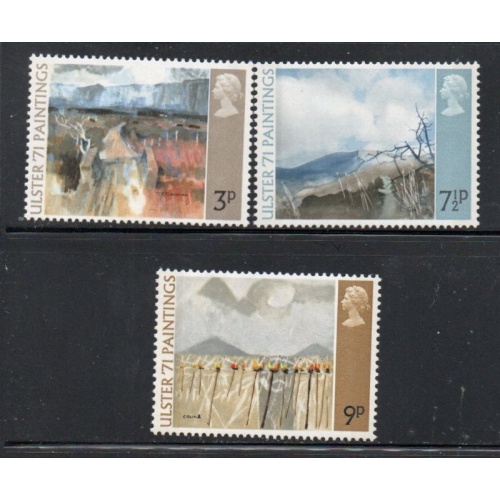 Great Britain Sc 648-650 1971 Ulster Paintings stamp set mint NH