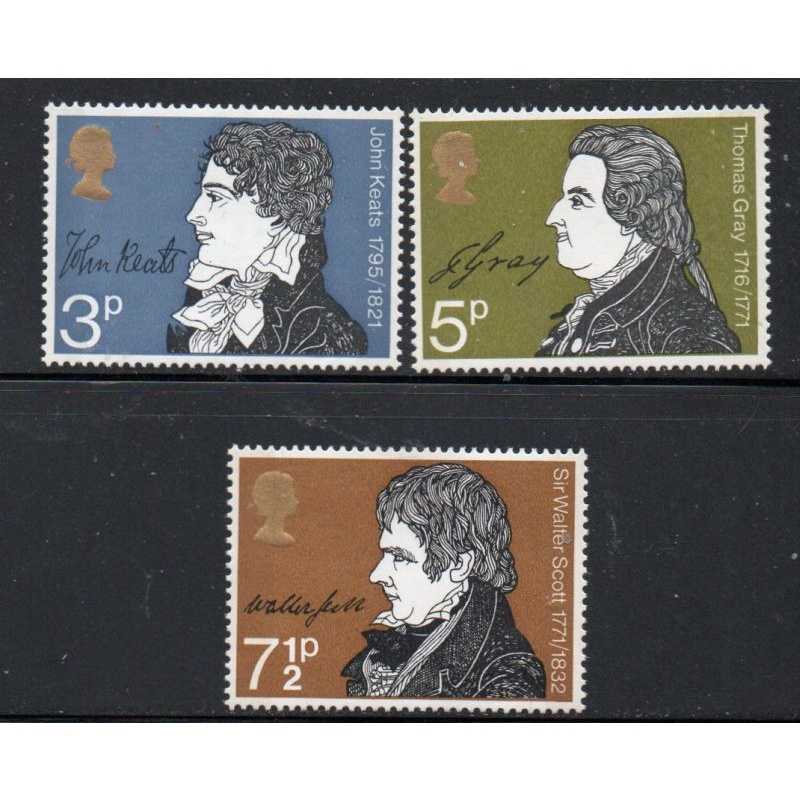 Great Britain Sc 651-653 1971 Writers stamp set mint NH
