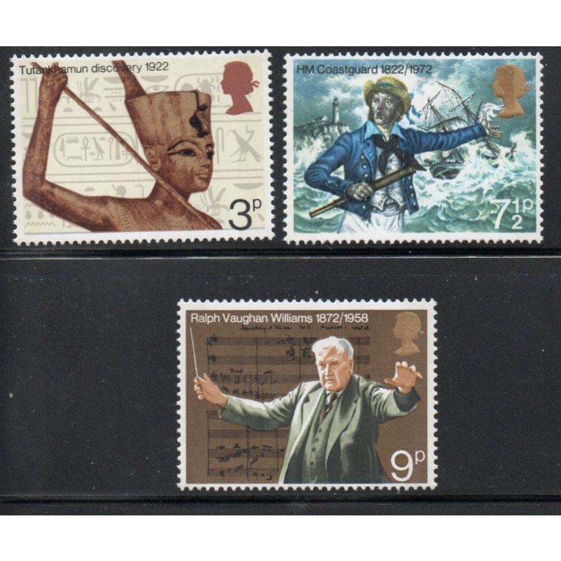 Great Britain Sc 668-670 1972 Anniversaries stamp set mint NH