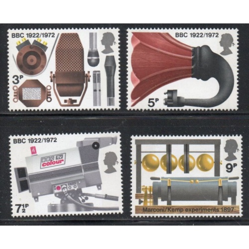 Great Britain Sc 676-679 1972 BBC stamp set mint NH
