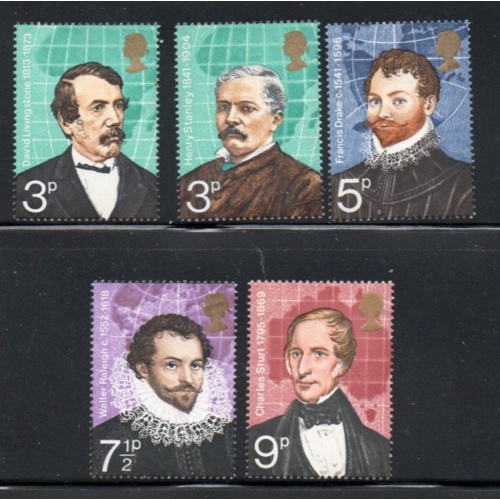 Great Britain Sc 689-693 1973 Explorers stamp set mint NH