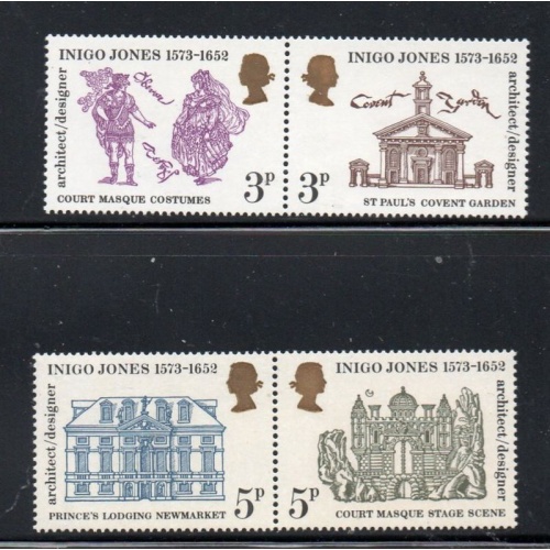 Great Britain Sc 701-704 1973 Inigo Jones stamp set mint NH