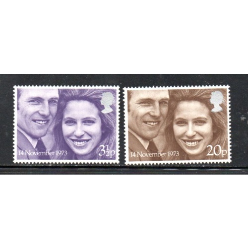 Great Britain Sc 707-708 1973 Royal Wedding Princess Anne stamp set mint NH