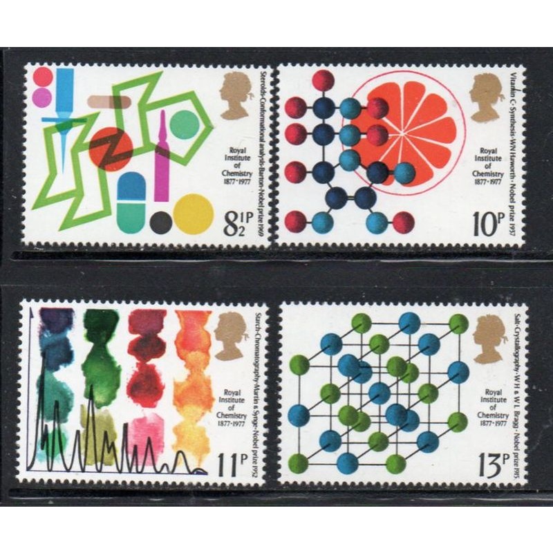 Great Britain Sc 806-809  1977 Chemists Nobel Prize stamp set mint NH