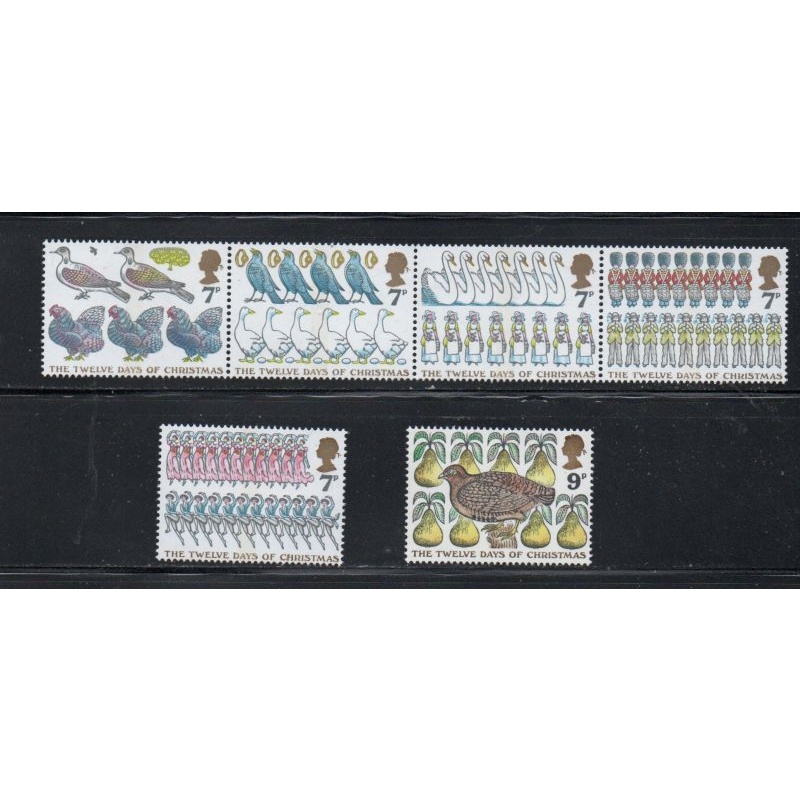 Great Britain Sc 821-826 1977 12 Days of Christmas stamp set mint NH
