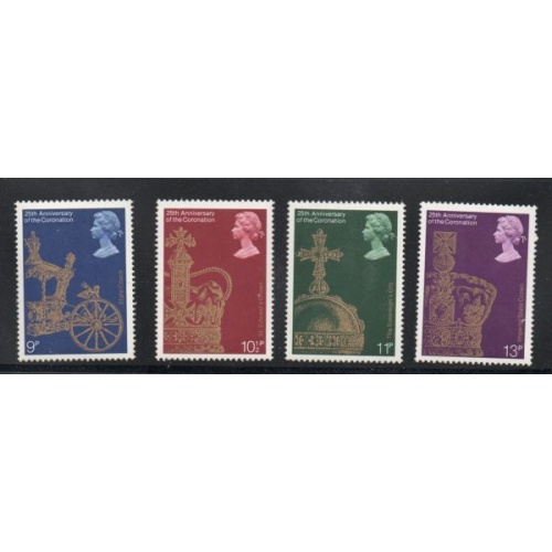 Great Britain Sc 835-838 25th Anniversary Coronation of QE II stamp set mint NH