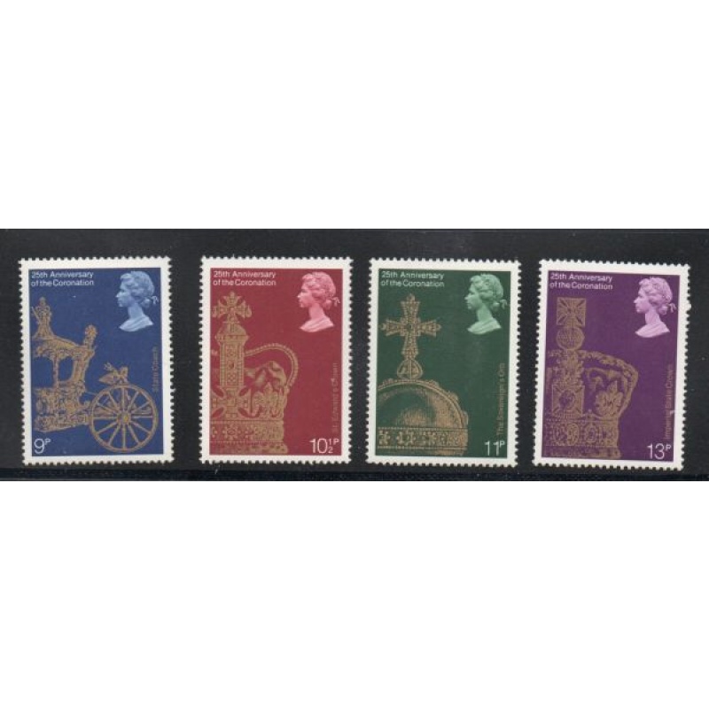 Great Britain Sc 835-838 25th Anniversary Coronation of QE II stamp set mint NH