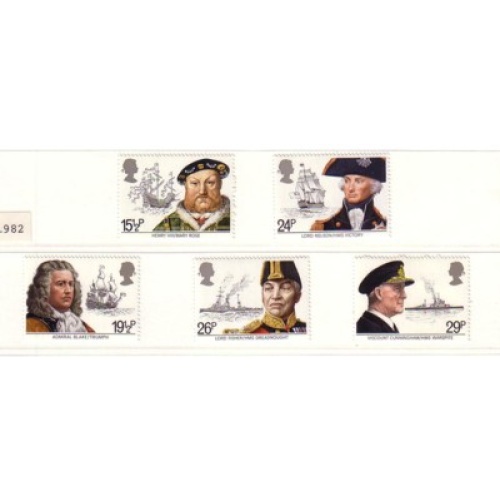 Great Britain Scott 991-995 1982 Naval Leaders stamp set mint NH