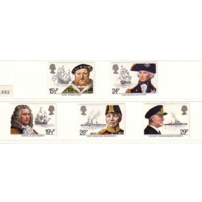 Great Britain Scott 991-995 1982 Naval Leaders stamp set mint NH