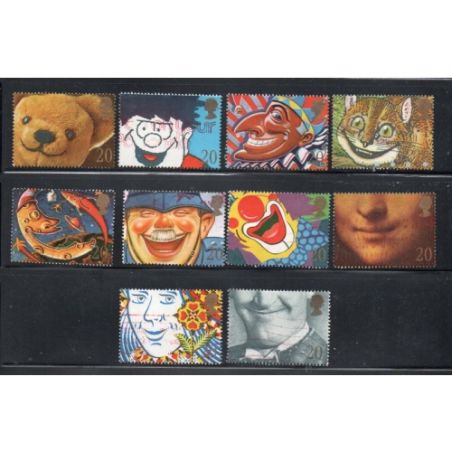 Great Britain Scott  1304-1313 1990 20 p smiles stamp set used