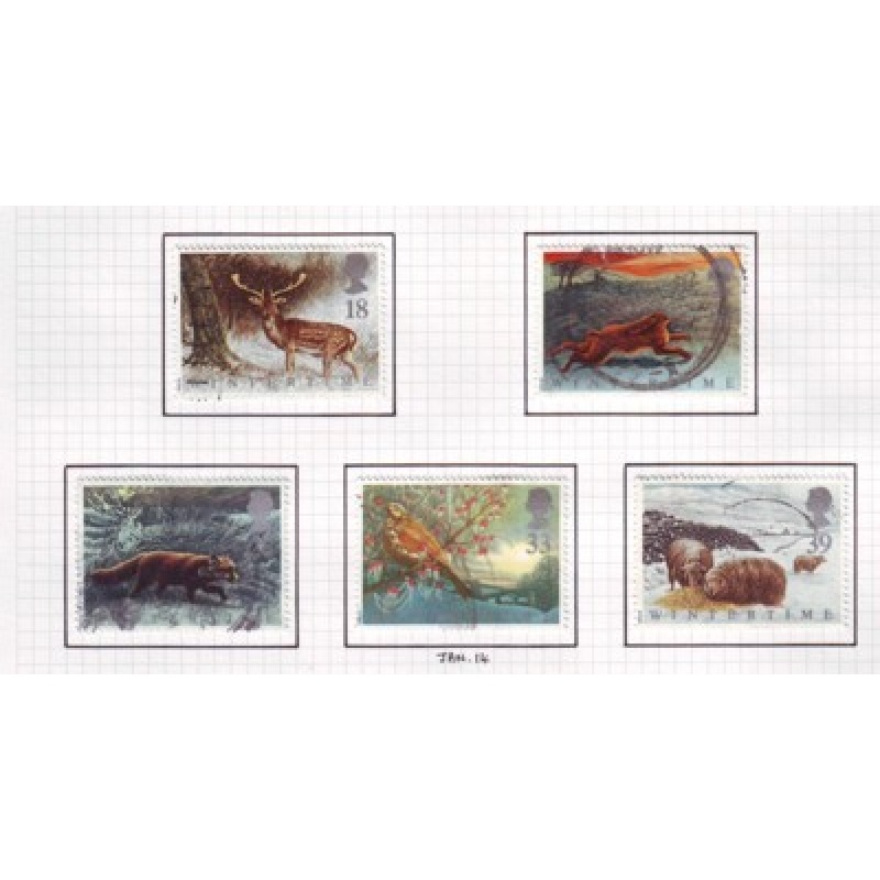 Great Britain Scott  1421-25 1992 Winter Animals stamp set used
