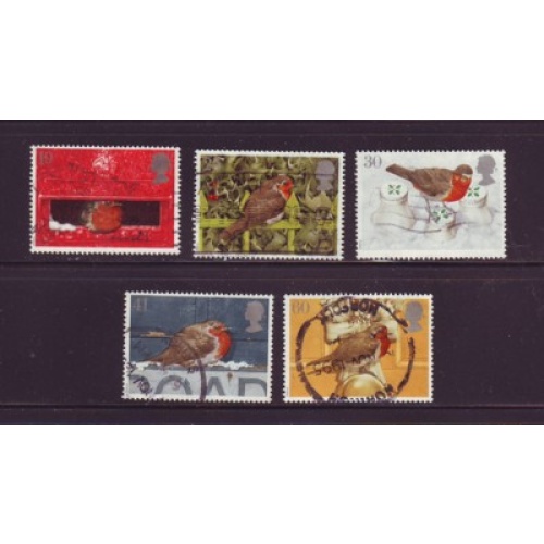Great Britain Sc 1634-1638 1995 Christmas, Robins, stamp set used