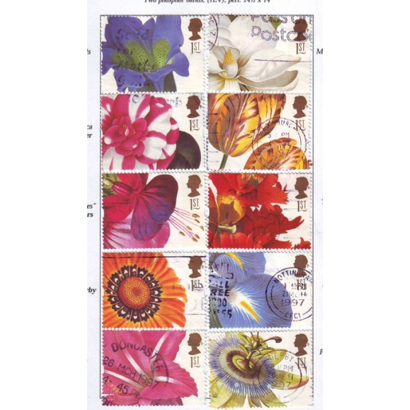 Great Britain Sc 1713-1722 1997 Flowers Greetings stamp set used