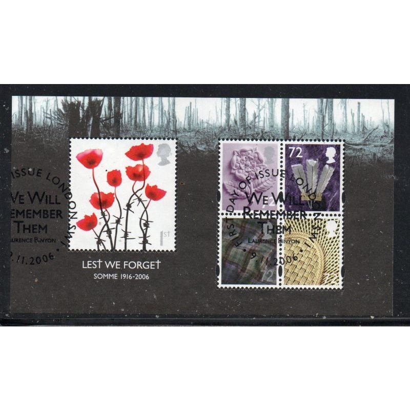 Great Britain Scott 2418 2006 Lest We Forget Somme stamp sheet used