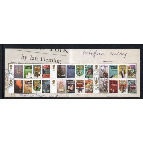 Great Britain Scott 2536a 2008 Ian Fleming Bond Book Covers stamp sheet used