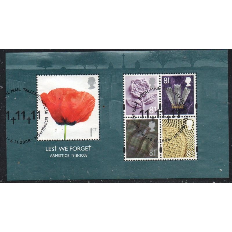 Great Britain Scott 2614 2008 Lest We Forget WW I Armistice  stamp sheet used