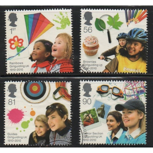 Great Britain Scott  2746a-d 2010 Girl Guides Anniversary stamp set used