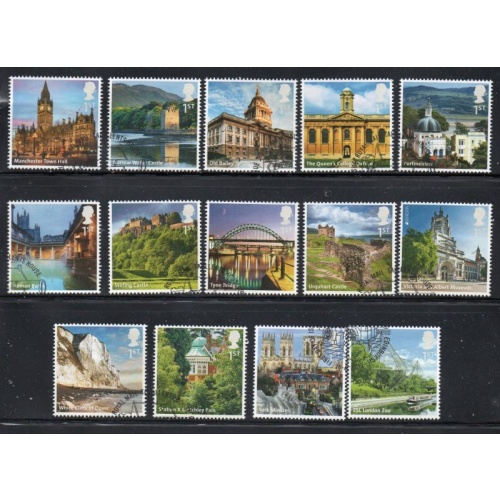 Great Britain Scott  2959-2972 2012 British Landmarks stamp set used