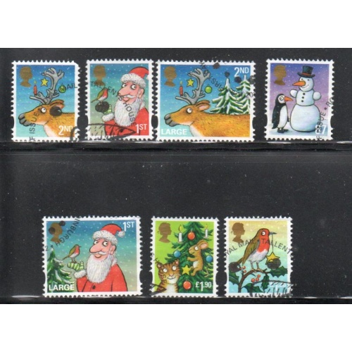 Great Britain Scott 3119a-g 2012 Christmas stamp set used
