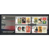 Great Britain Scott 3133 201 Underground Poster Art stamp sheet used