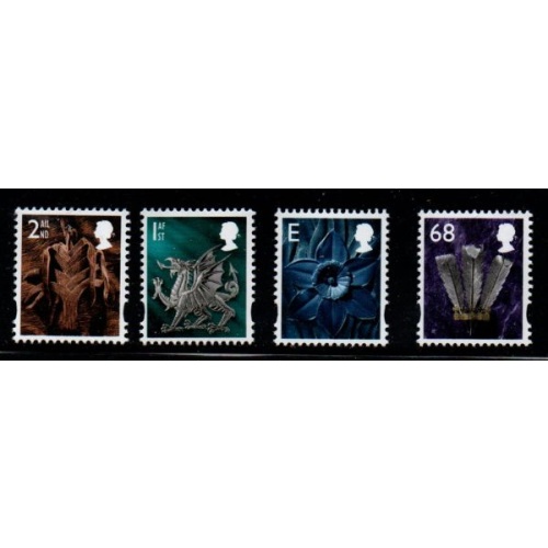 Great Britain Wales Sc 20-23 2003 Leek Dragon Daffodil Feathers stamp set mint NH