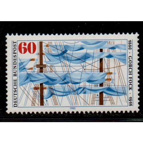 Germany Sc 1337 1980 Gorch Fock, Ship's Rigging, stamp mint NH