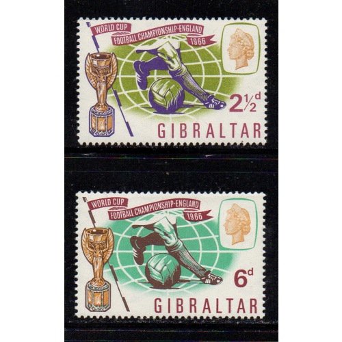 Gibraltar Sc 175-176 1966 Soccer World Cup stamp set mint NH