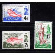 Gibraltar Sc 177-179 1966 Fishing Championships stamp set mint NH