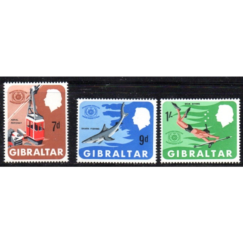 Gibraltar Sc 200-202 1967 International Tourist Year stamp set mint NH