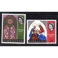 Gibraltar Sc 203-204 1967 Christmas stamp set mint