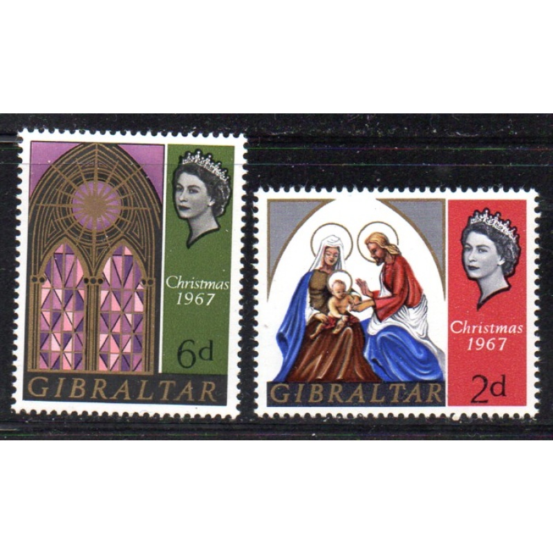 Gibraltar Sc 203-204 1967 Christmas stamp set mint