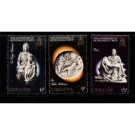 Gibraltar Sc 326-328 1975 Michelangelo Sculptures  stamp set mint NH
