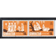 Gibraltar Sc 389a 1980 Christmas stamp pair mint NH