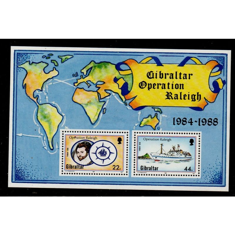 Gibraltar Sc 539 1987 Operation Raleigh stamp sheet mint NH