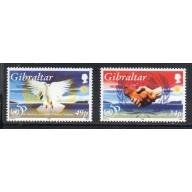 Gibraltar Sc 694-695 1995 50th Anniversary United Nations stamp set mint NH