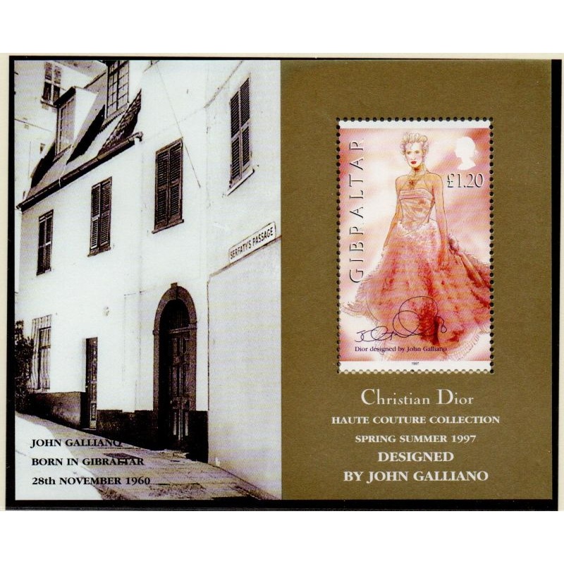 Gibraltar Sc 739 1997 Christian Dior Fashions stamp sheet mint NH