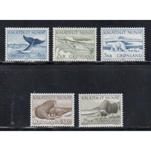 Greenland Sc 71-75 1969-1976 Wildlife stamp  set  mint NH