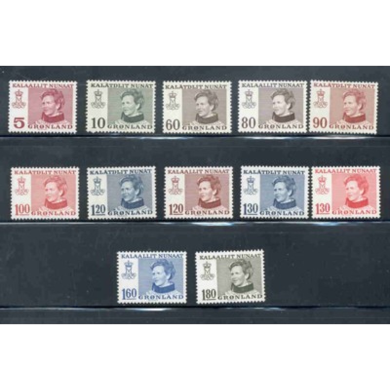 Greenland Sc 86-97 1973-1979 1st Queen Margrethe stamp set mint NH