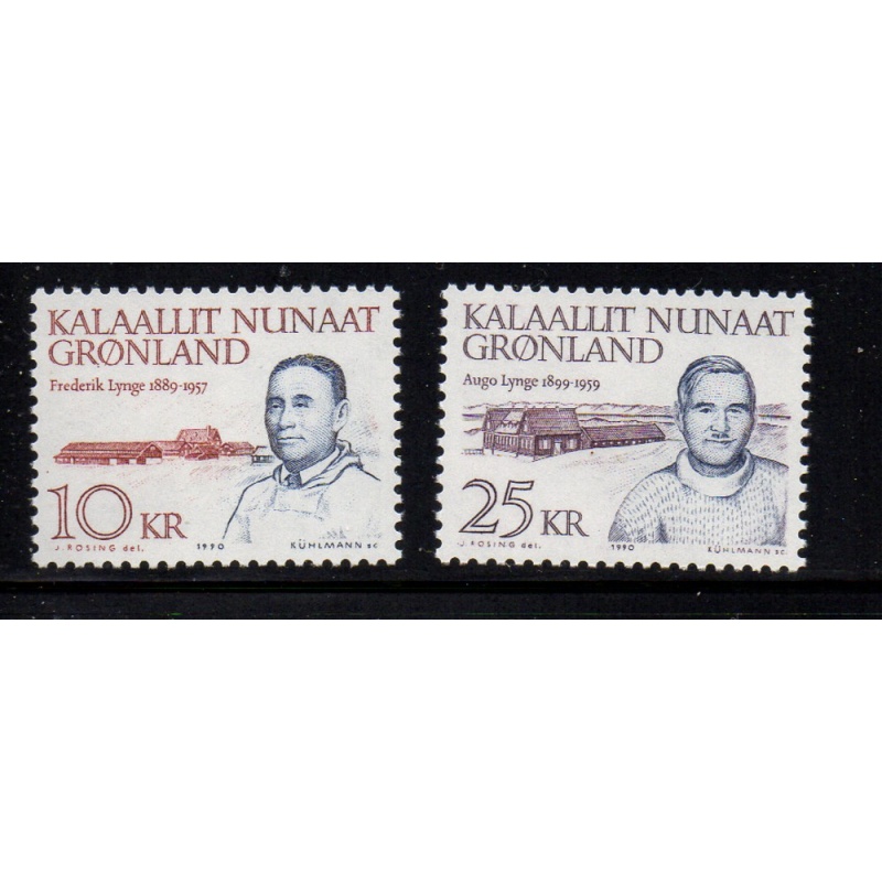 Greenland Sc 231-232 1990 Lynge & Lynge stamp set mint NH