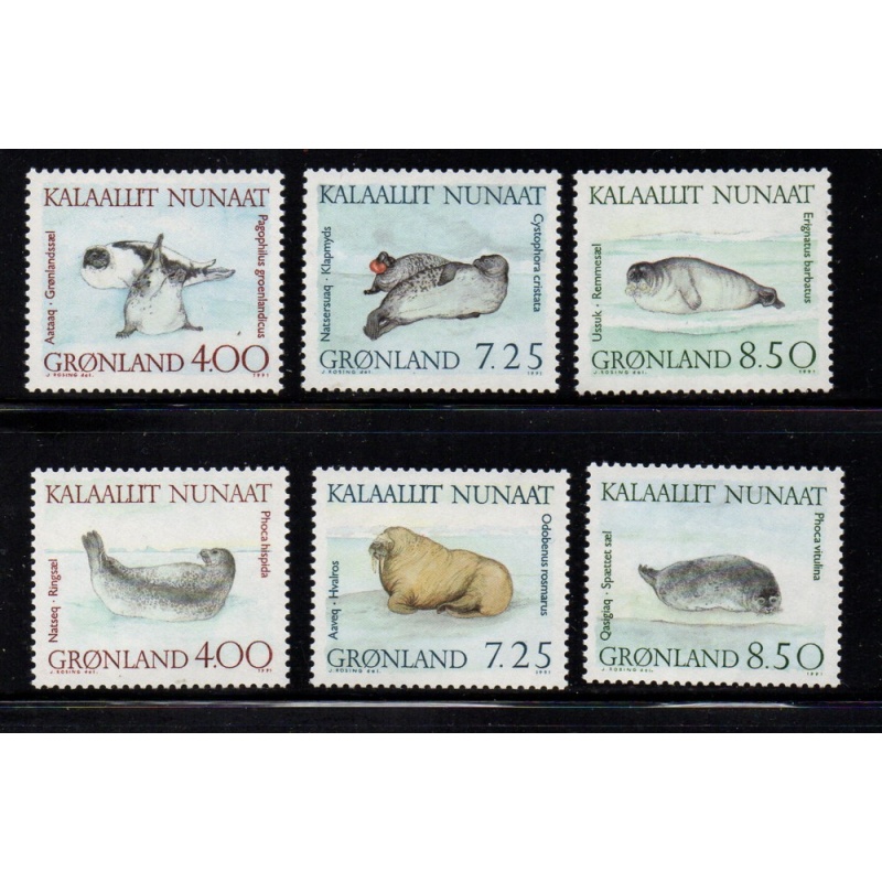 Greenland Sc 233-8 1991 Walrus Seals stamp set mint NH