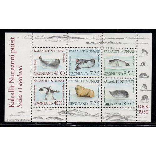 Greenland Sc 238a 1991 Seals & Walruses stamp sheet mint NH