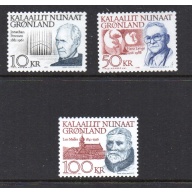 Greenland Sc 242-243,249 1991-92 Famous Men stamp set mint NH