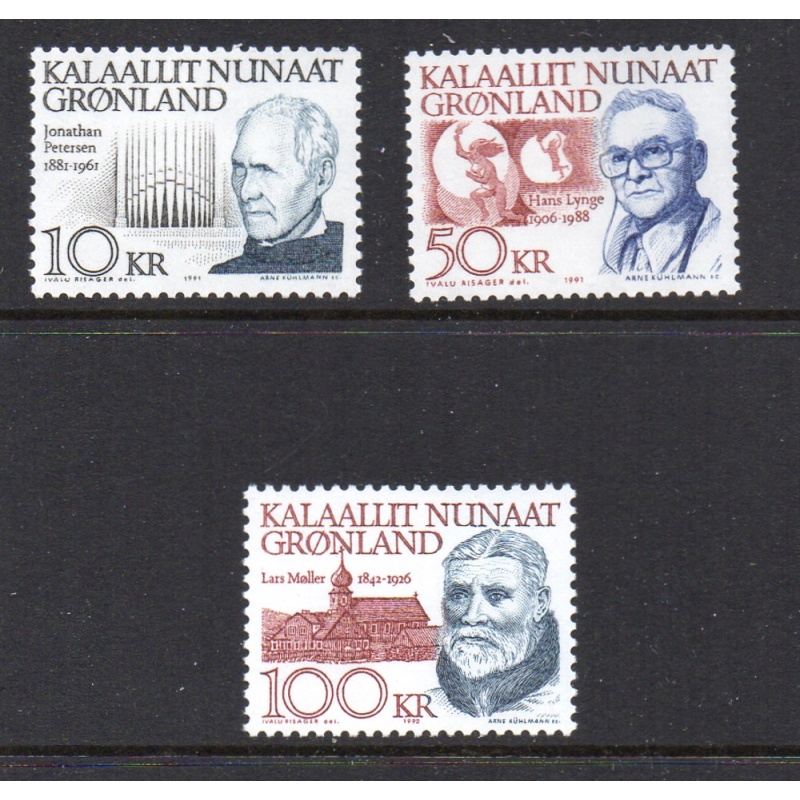 Greenland Sc 242-49 1991-92 Famous Men stamp set mint NH