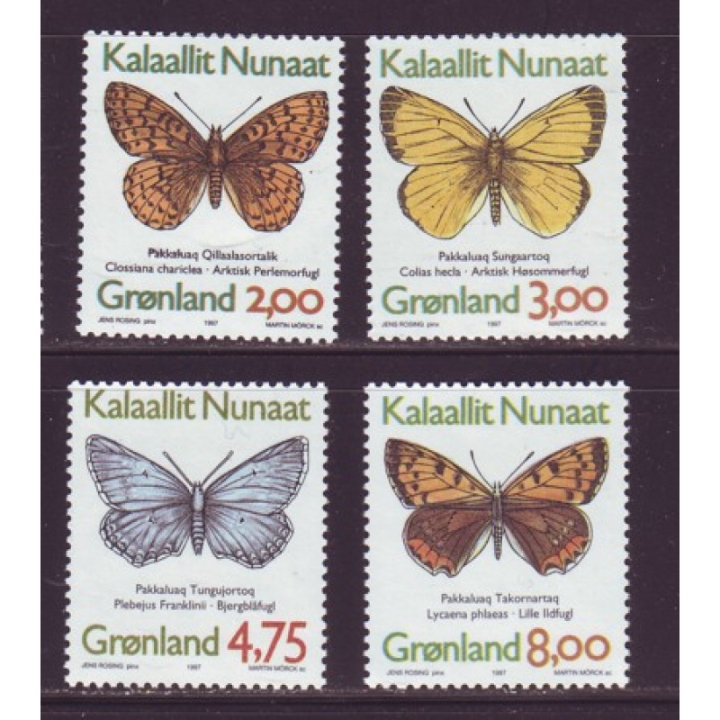 Greenland Sc 315-18 1997 Butterflies stamp set mint NH