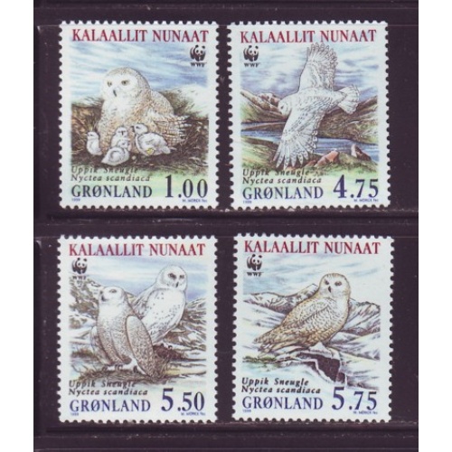 Greenland Sc 344-47 1999 Snowy Owls WWF stamp set mint NH
