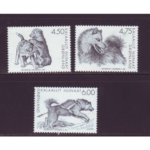 Greenland Sc 409-11 2003 sled dogs stamp set mint NH