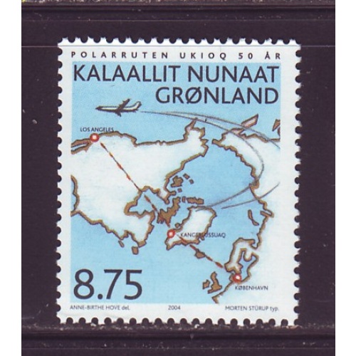 Greenland Sc  424 50th Anniversary Polar Air Route stamp mint NH