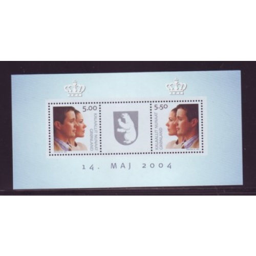 Greenland Sc 430a 2004 Royal Wedding Crown Prince stamp sheet mint NH