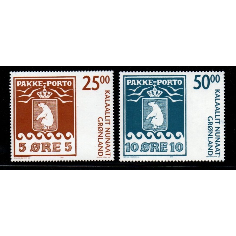 Greenland Sc 463-4  2005 Polar Bear Parcel stamps Anniversary mint NH
