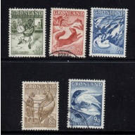Greenland Sc 41-45 1957-1959 Animals &  Legends stamp set used